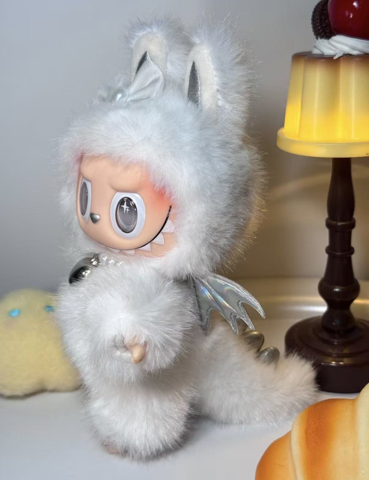 LABUBU Authentic|Handmade Frosted Silver Angel Edition