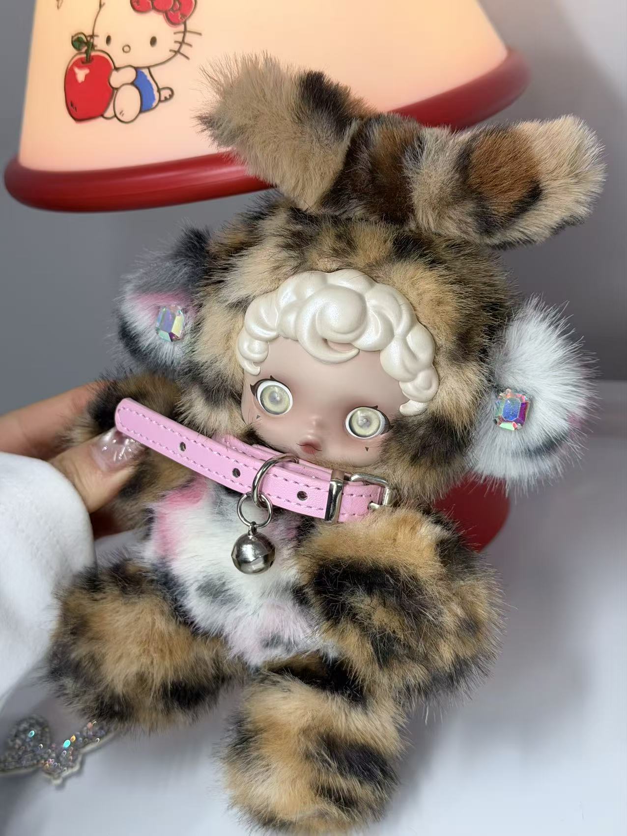 Authentic SKULLPANDA Custom - Sweet Cool Leopard Print Bunny Ear Plush