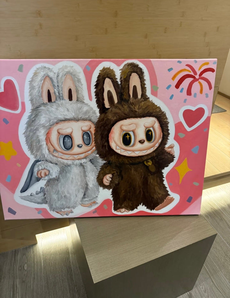Original Hand - painted Labubu Art