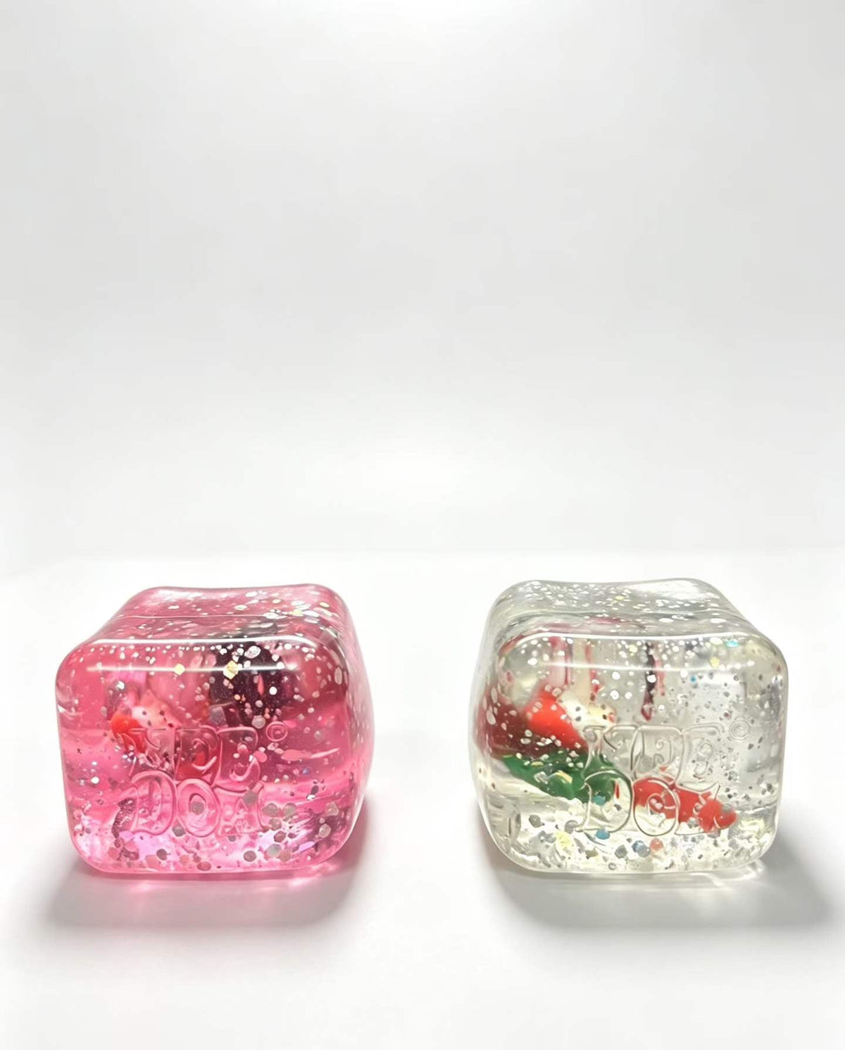 NeeDoh Nice Cube Glow in the Dark Christmas Squishy Fidget Toy, Glitter Ice Cube Stress Relief Squeeze Toy