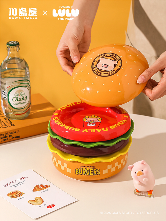 Lulupig Cute Burger Dinner Plate Set