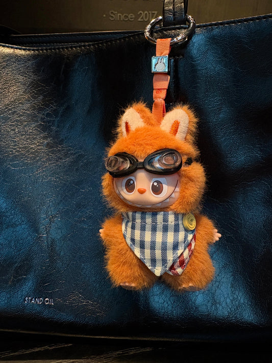 LABUBU Handmade Aviator Outfit | Furry Brown Doll Clothes with Goggles