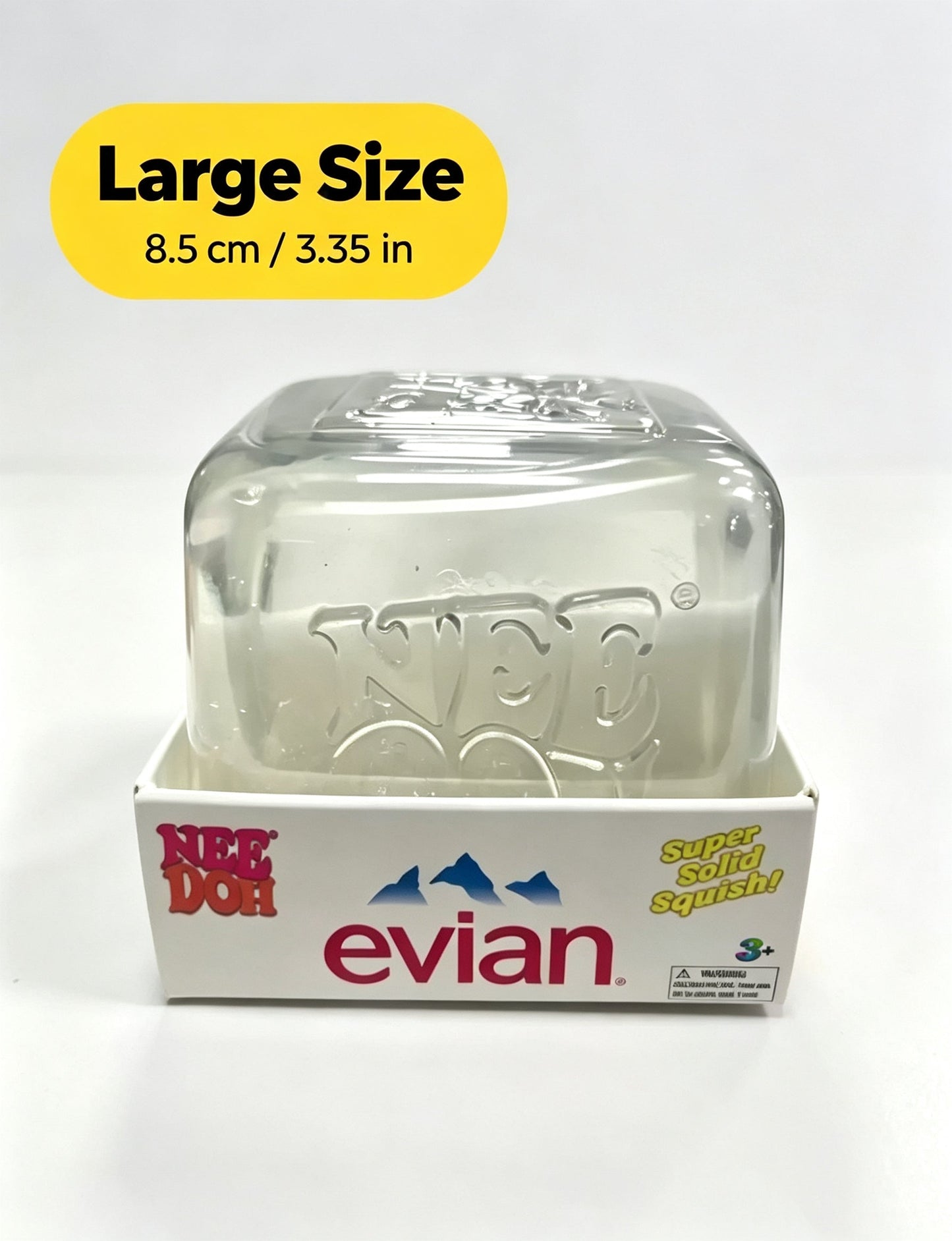 Large 8.5cm NeeDoh style Squishy Ice Cube Toy, Super Solid Squeeze Fidget Toy for Stress Relief