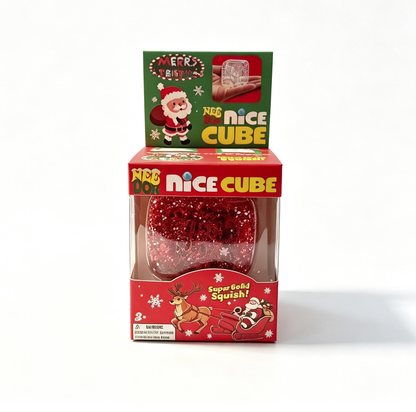 NeeDoh Nice Cube Christmas Glitter Edition - Super Solid Squishy Stress Relief Fidget Toy