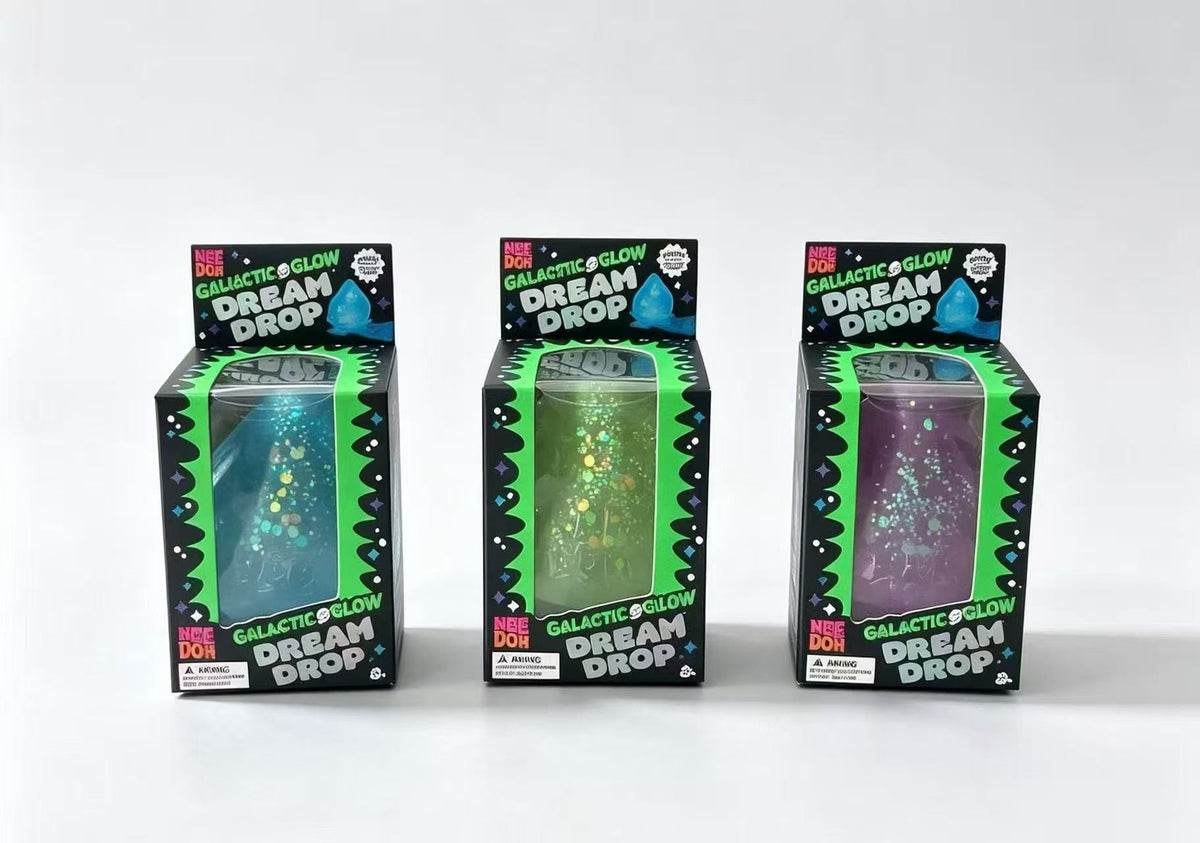 NeeDoh Galactic Glow Dream Drop, Glow In The Dark Sensory Squeeze Fidget Toy