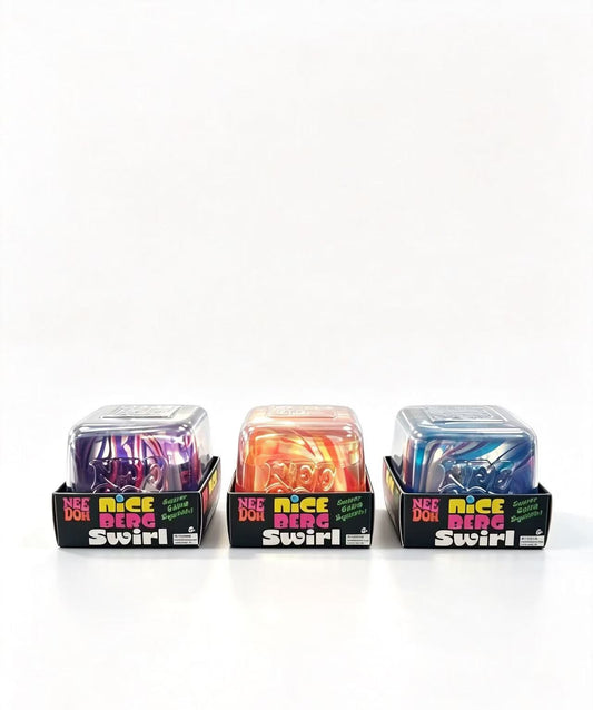 NeeDoh Nice Berg Swirl 8cm Jumbo Squishy Fidget Toy, Marbled Swirl Stress Relief Sensory Squeeze Cube