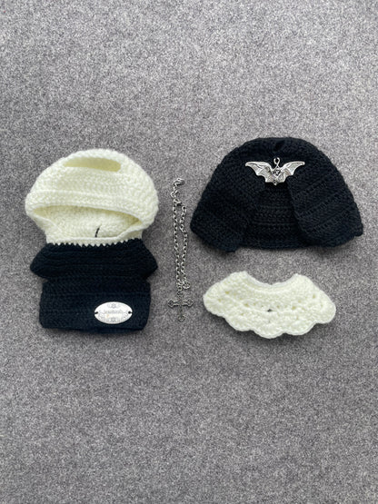 LABUBU Gothic Nun Doll Clothes – Handmade Crochet Set