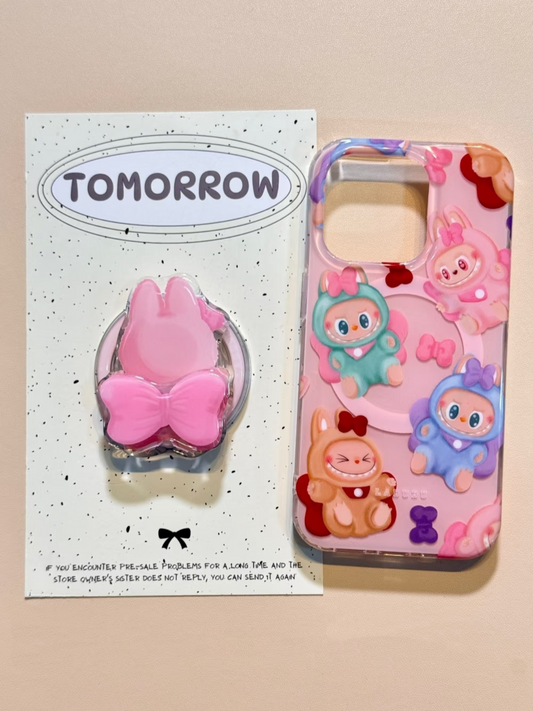 Pink Bowtie Labubu Phone Case