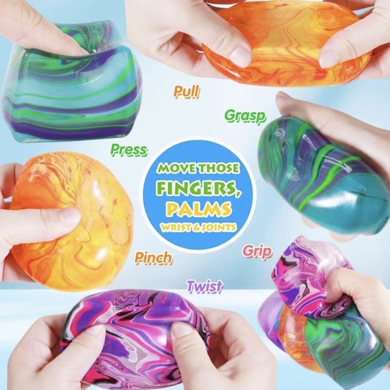 Needoh Inspired Slow Rise Ice Jelly Squishy Fidget Toy – Super Soft TPR Sensory Putty, Stretchy Marshmallow Stress Reliever, Non-Sticky Pocket Charms