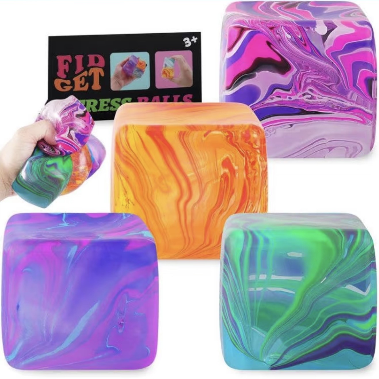 Needoh Inspired Slow Rise Ice Jelly Squishy Fidget Toy – Super Soft TPR Sensory Putty, Stretchy Marshmallow Stress Reliever, Non-Sticky Pocket Charms