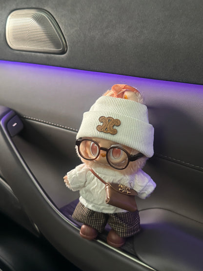 Labubu 17cm Outfit | Brown Plaid Caramel Vintage Set