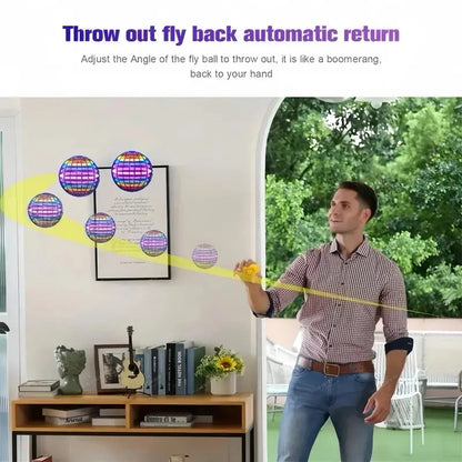 360° Rotating Hover Flying Orb, Hand Sensor LED Boomerang Flying Ball, Indoor & Outdoor Fun Toy Gift for Kids