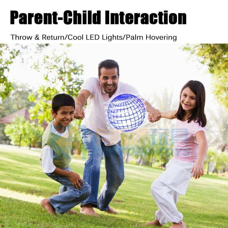 360° Rotating Hover Flying Orb, Hand Sensor LED Boomerang Flying Ball, Indoor & Outdoor Fun Toy Gift for Kids
