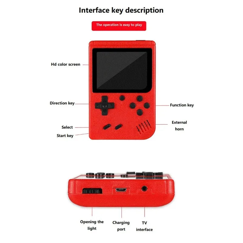 Retro Mini Handheld Game Console - 400 Classic Games, Rechargeable, TV Output & 2-Player Mode, Fun Gaming Toy for Kids & Adults