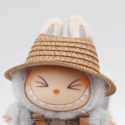 Doll Cloth Sunshade Straw Hat For Labubu