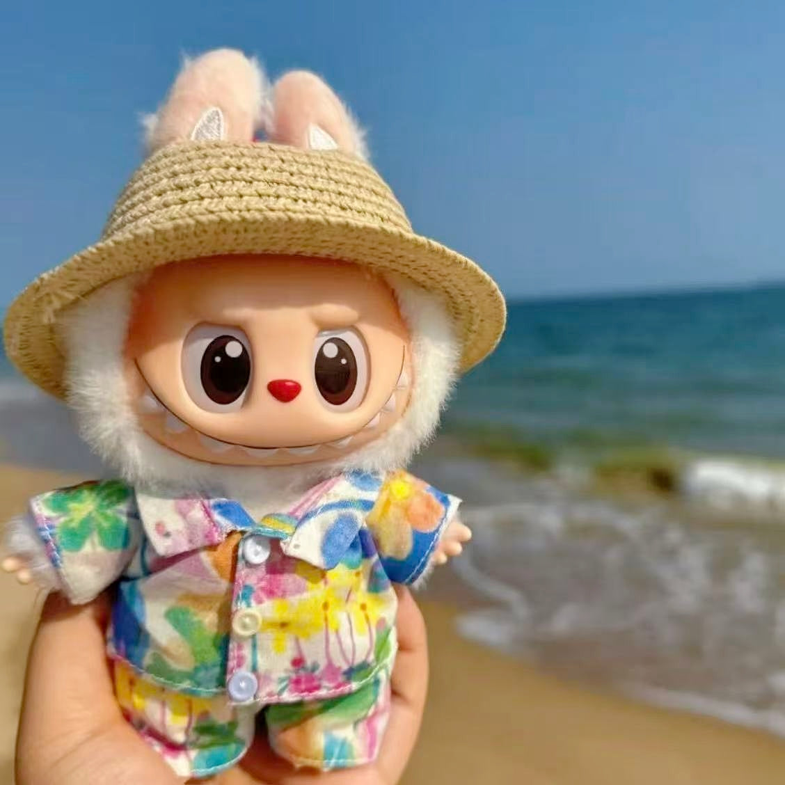 Doll Cloth Sunshade Straw Hat For Labubu
