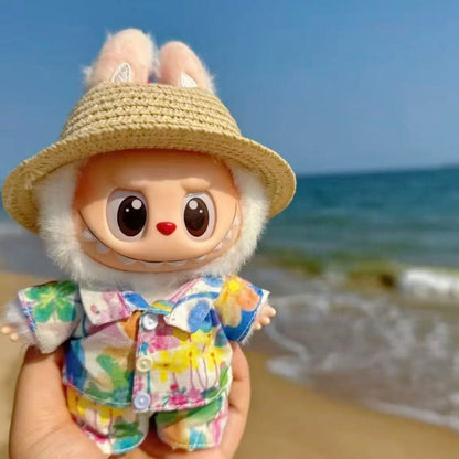 Doll Cloth Sunshade Straw Hat For Labubu