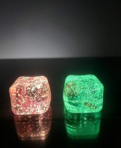 NeeDoh Nice Cube Glow in the Dark Christmas Squishy Fidget Toy, Glitter Ice Cube Stress Relief Squeeze Toy